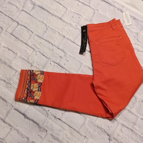 Vibrant Orange Embroidered Pants - Picture 4 of 9